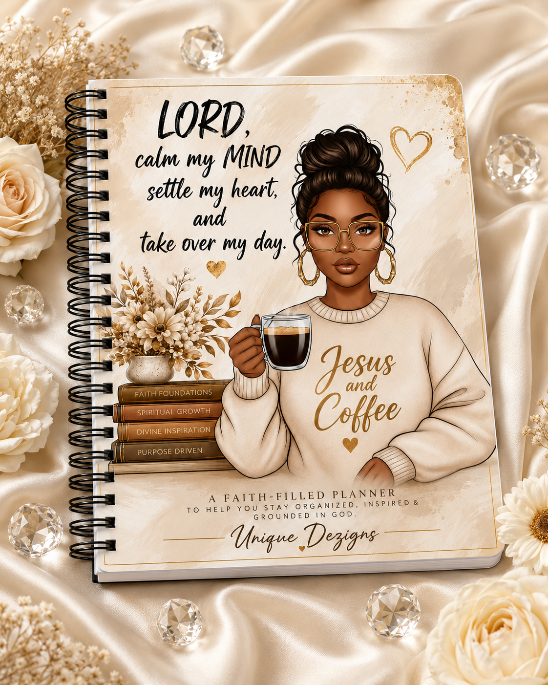 Jesus and Coffee Faith-Filled Spiral Planner – Christian Prayer Journal & Organizer