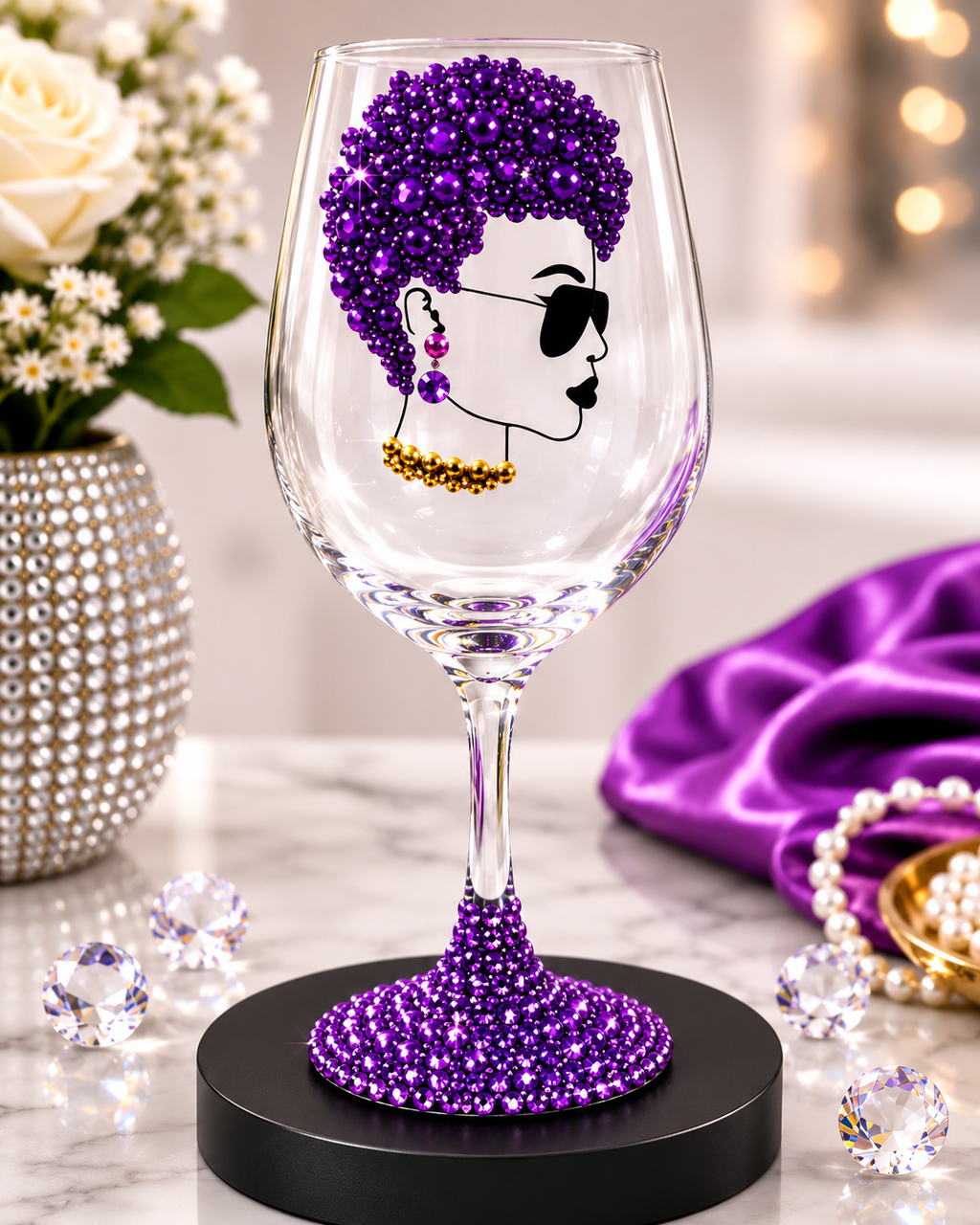 Embellished Bling Wine Glass for Celebrations