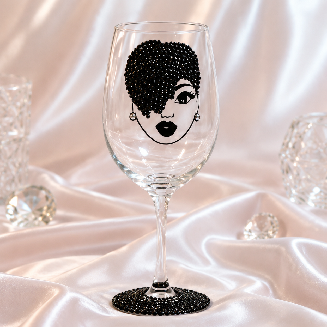 Rhinestone Royalty: Elegant Lady Bling Wine Glass