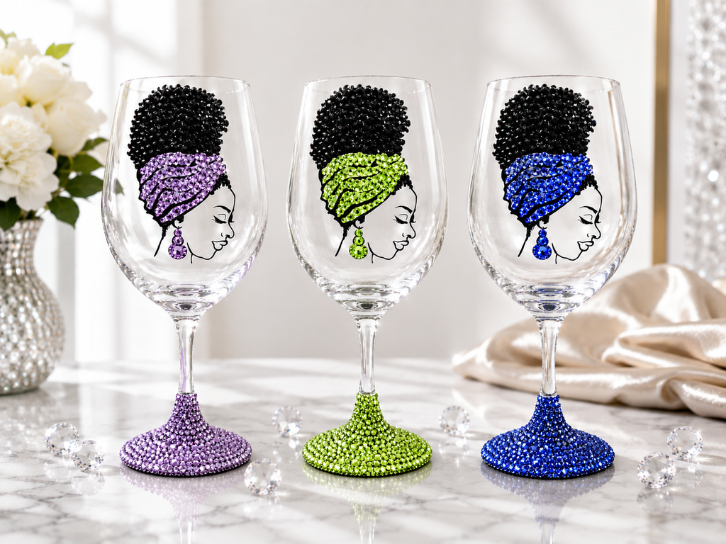 Handcrafted Beaded Wine Glass | Elegant Custom Glassware by Unique Dezigns