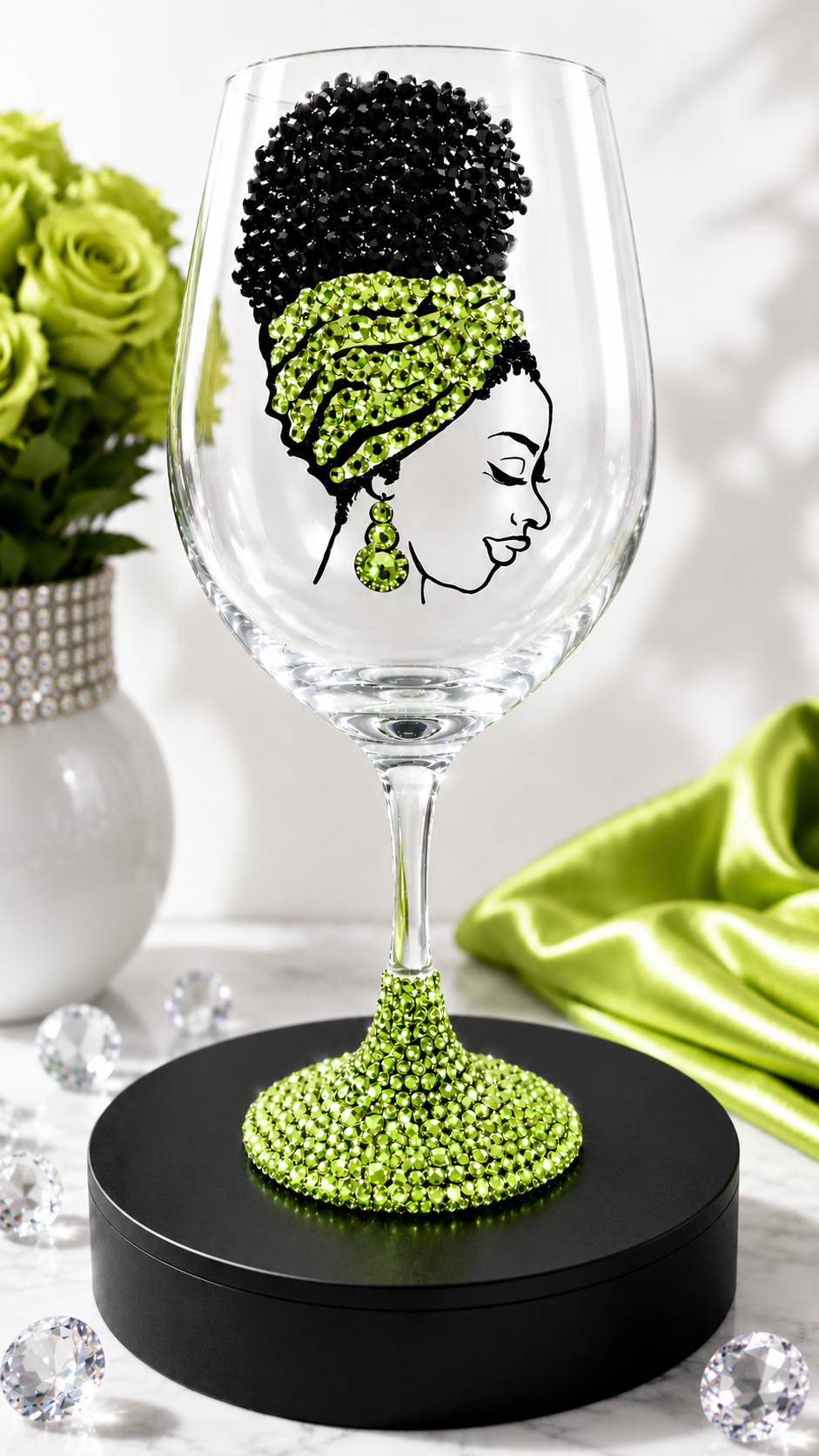 Handcrafted Beaded Wine Glass | Elegant Custom Glassware by Unique Dezigns