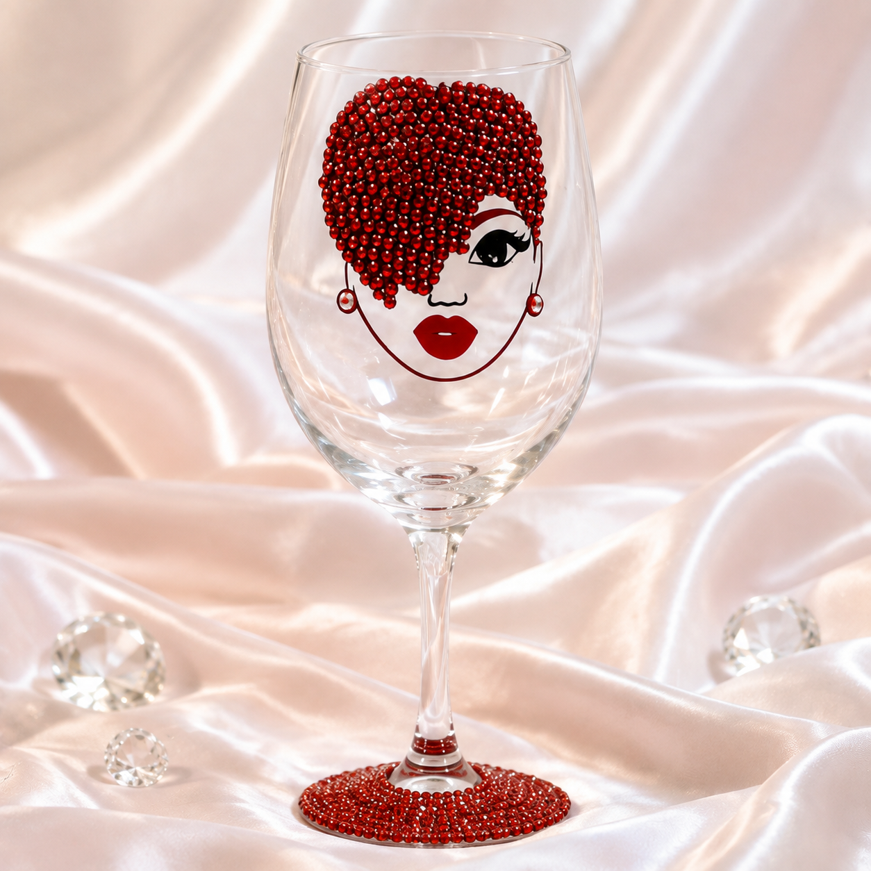 Rhinestone Royalty: Elegant Lady Bling Wine Glass