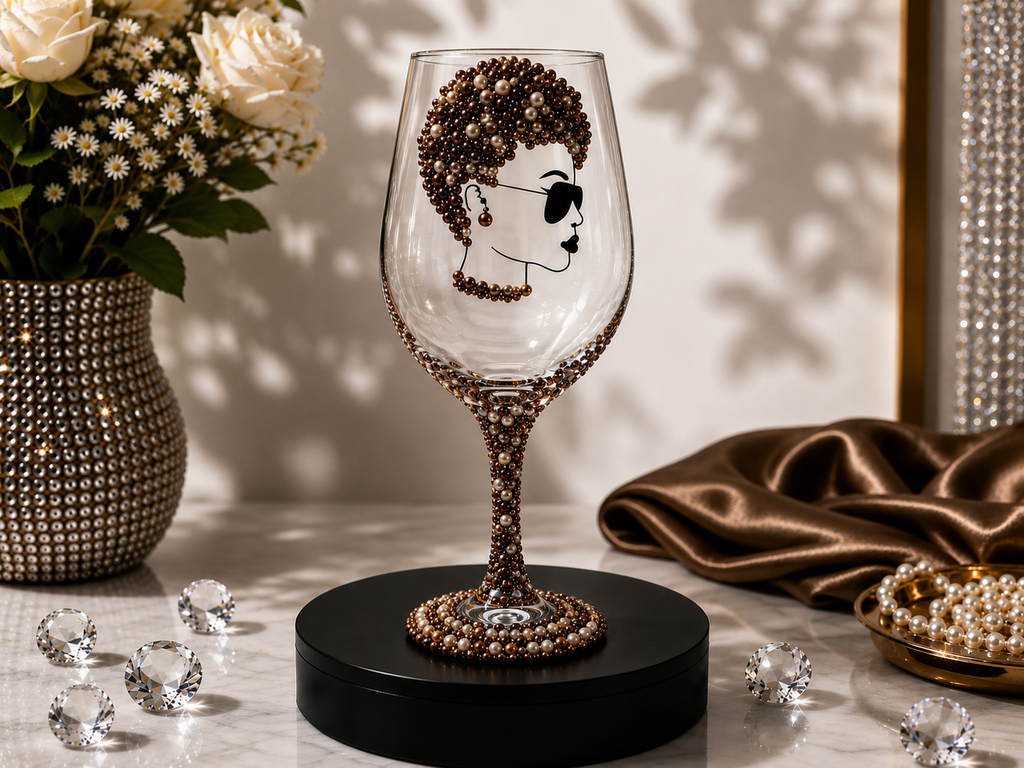 Embellished Bling Wine Glass for Celebrations