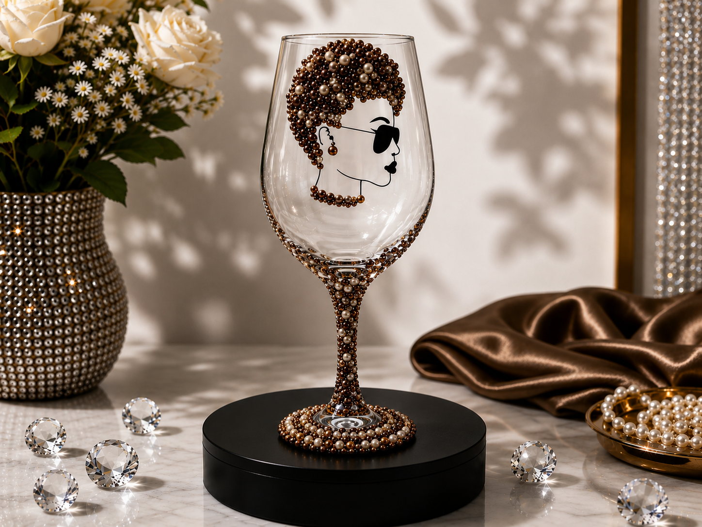 Embellished Bling Wine Glass for Celebrations