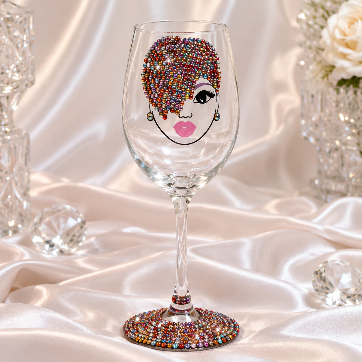 Rhinestone Royalty: Elegant Lady Bling Wine Glass