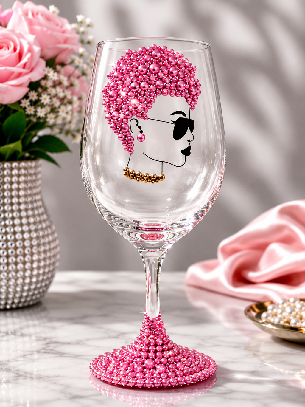 Embellished Bling Wine Glass for Celebrations