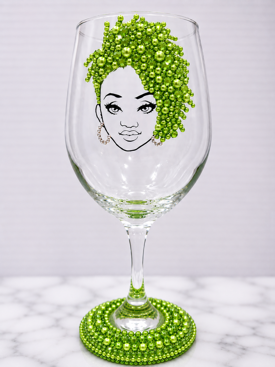 Handcrafted Beaded Wine Glass | Elegant Custom Glassware by Unique Dezigns
