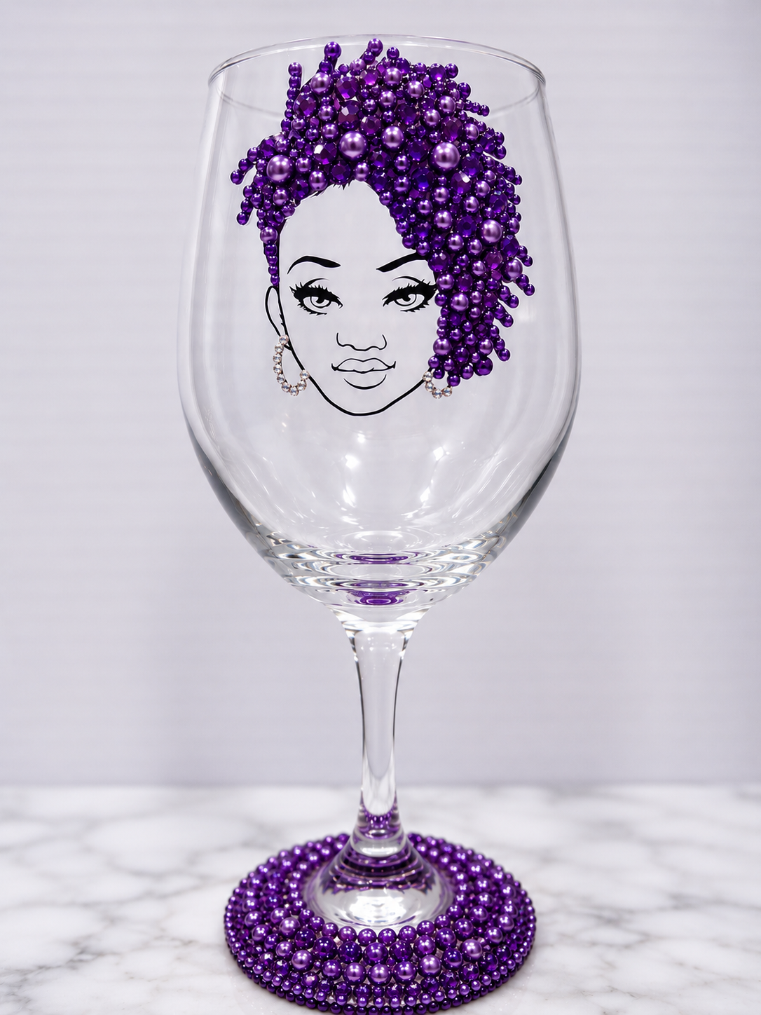 Handcrafted Beaded Wine Glass | Elegant Custom Glassware by Unique Dezigns