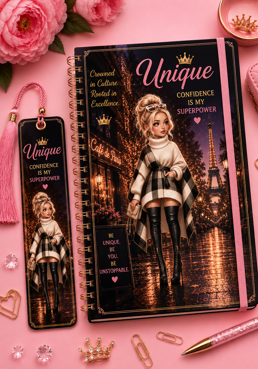Sparkle Binder & Bookmark Set – Handcrafted with Love