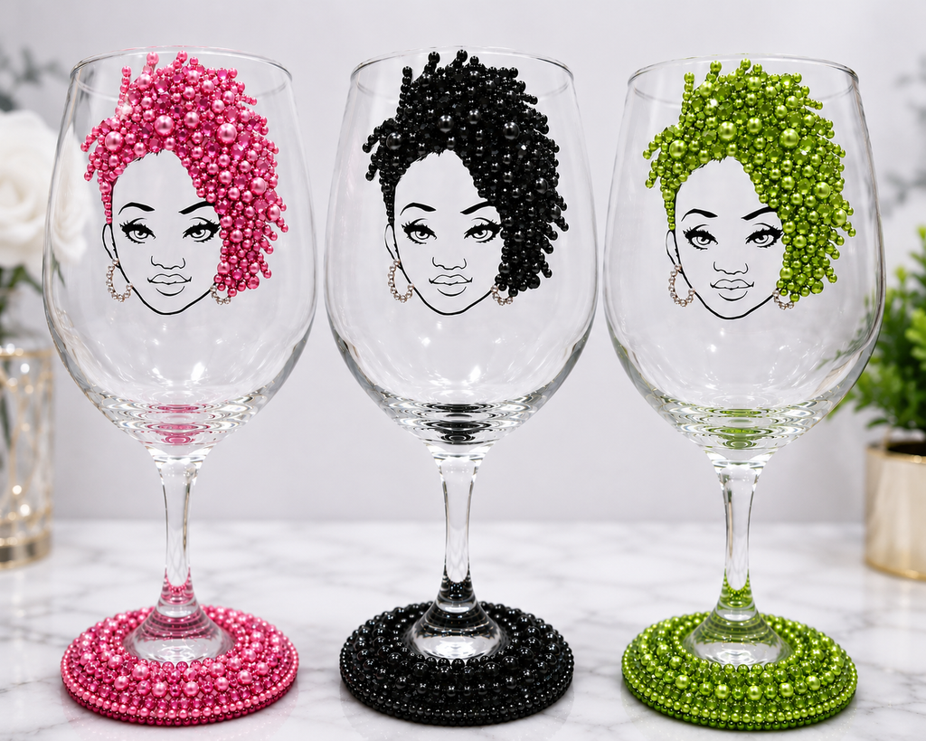 Handcrafted Beaded Wine Glass | Elegant Custom Glassware by Unique Dezigns