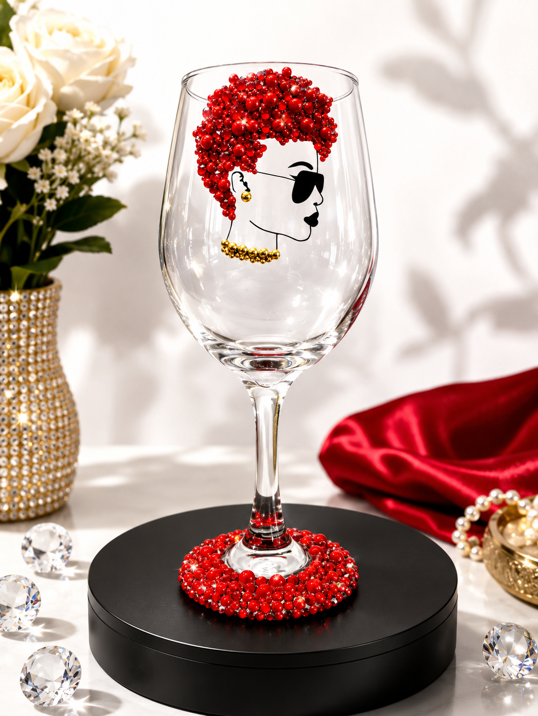 Embellished Bling Wine Glass for Celebrations