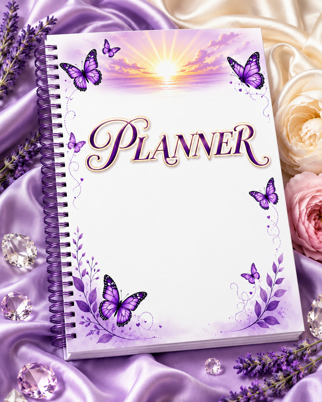 Purple Butterfly Spiral Planner – Undated Calendar, Journal & Organizer