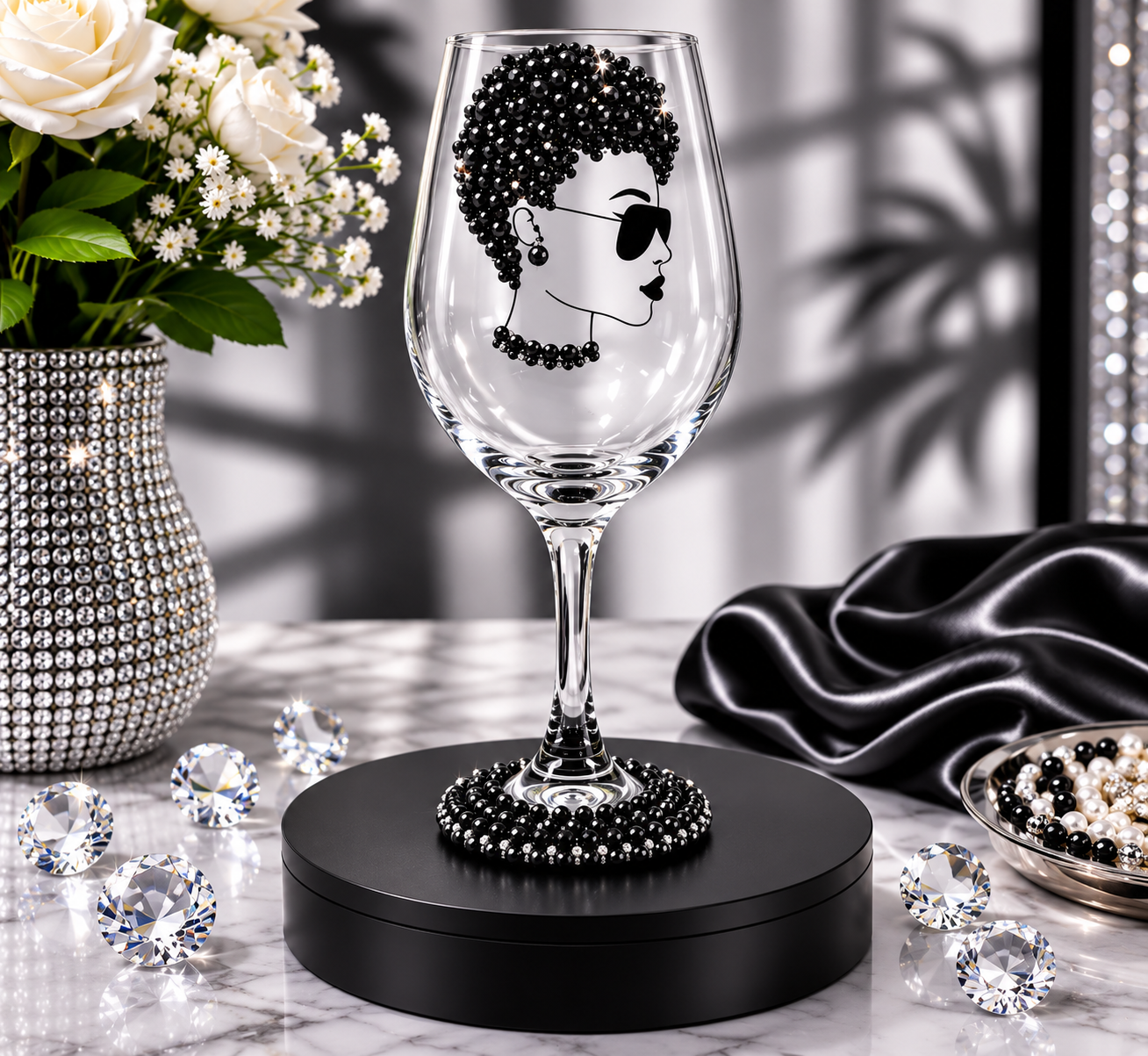 Embellished Bling Wine Glass for Celebrations