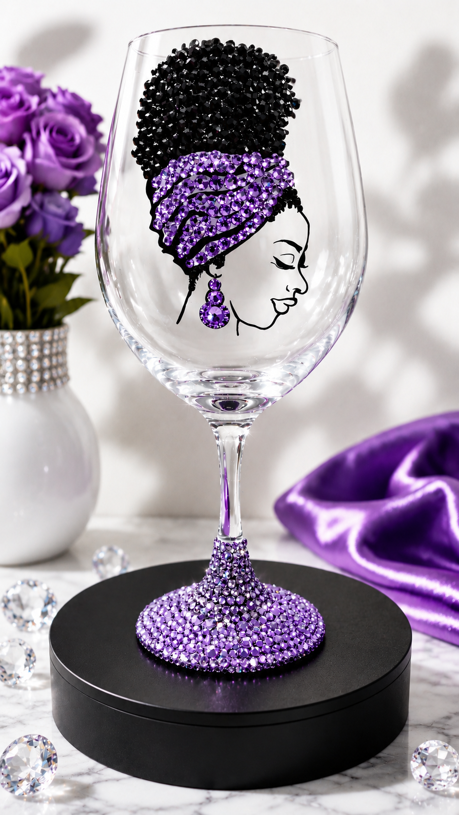 Handcrafted Beaded Wine Glass | Elegant Custom Glassware by Unique Dezigns