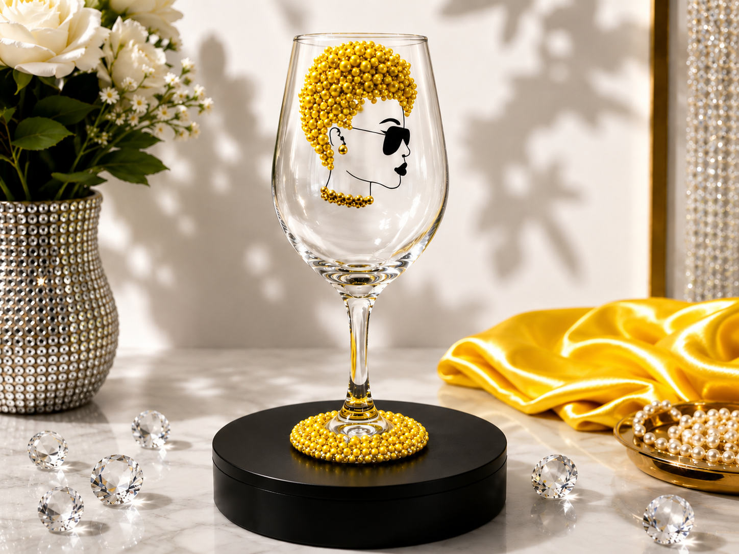 Embellished Bling Wine Glass for Celebrations