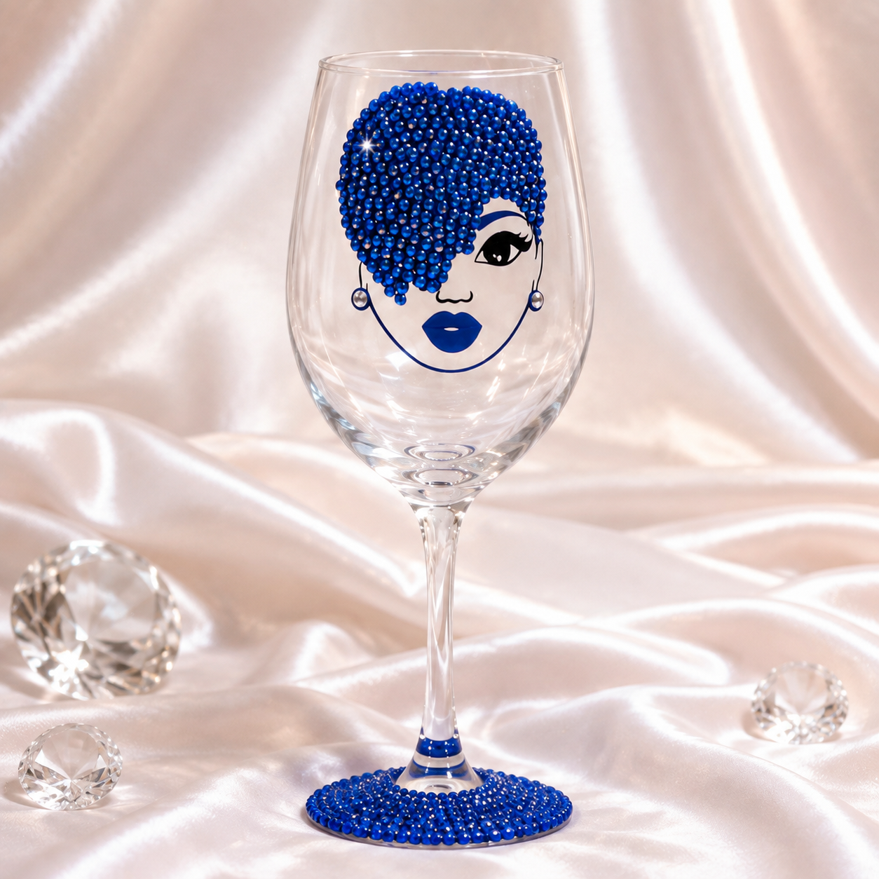 Rhinestone Royalty: Elegant Lady Bling Wine Glass