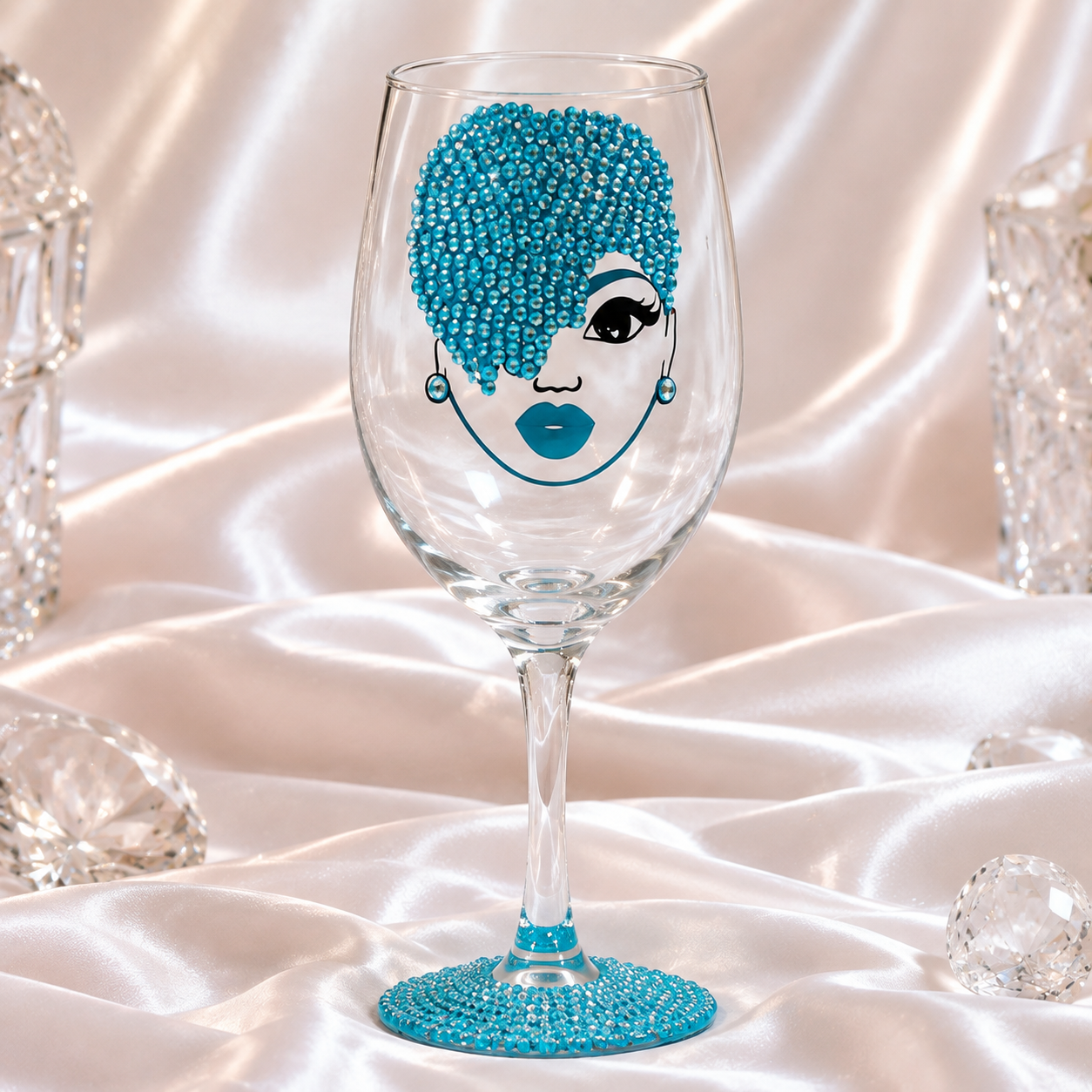 Rhinestone Royalty: Elegant Lady Bling Wine Glass