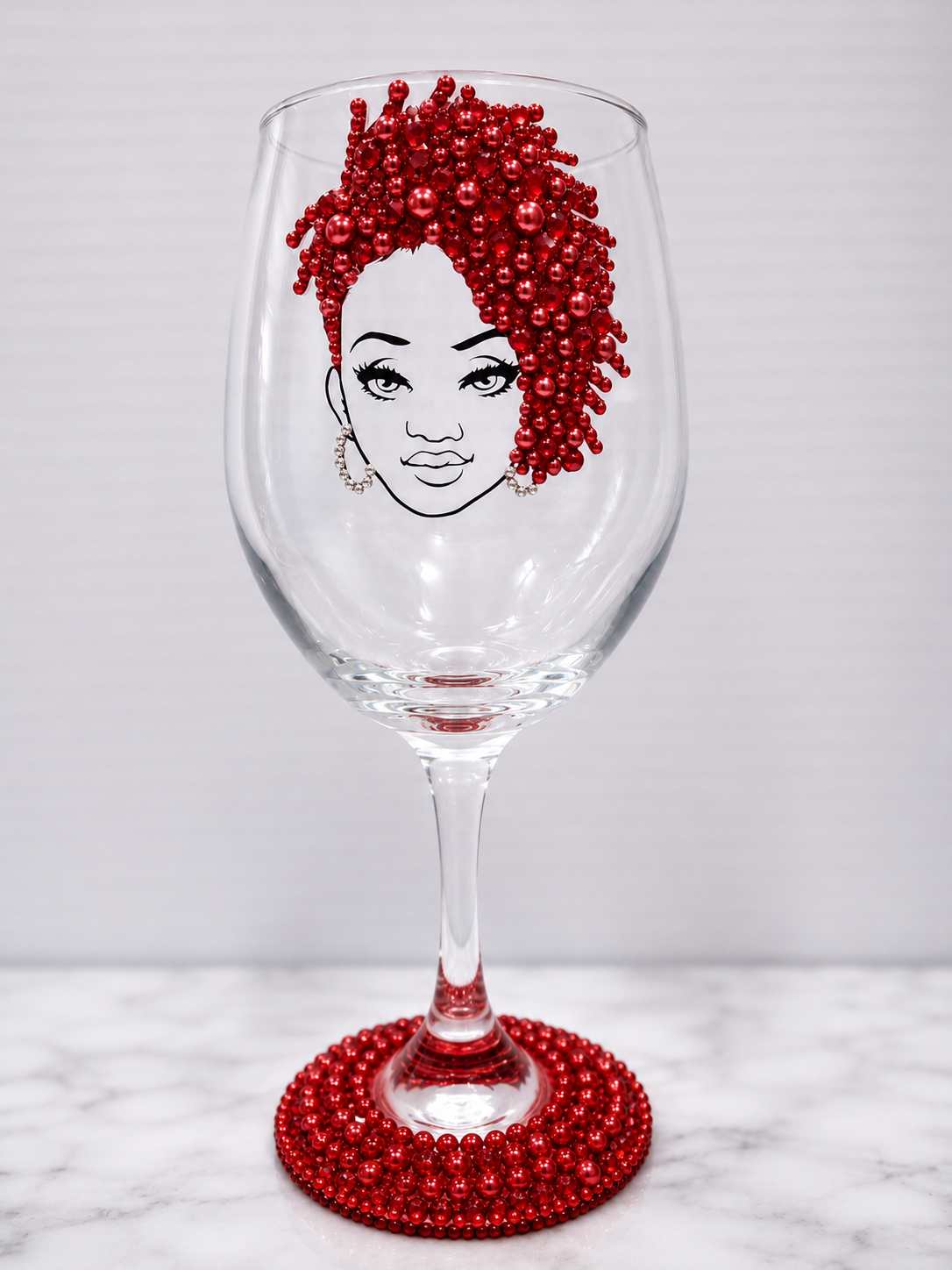 Handcrafted Beaded Wine Glass | Elegant Custom Glassware by Unique Dezigns