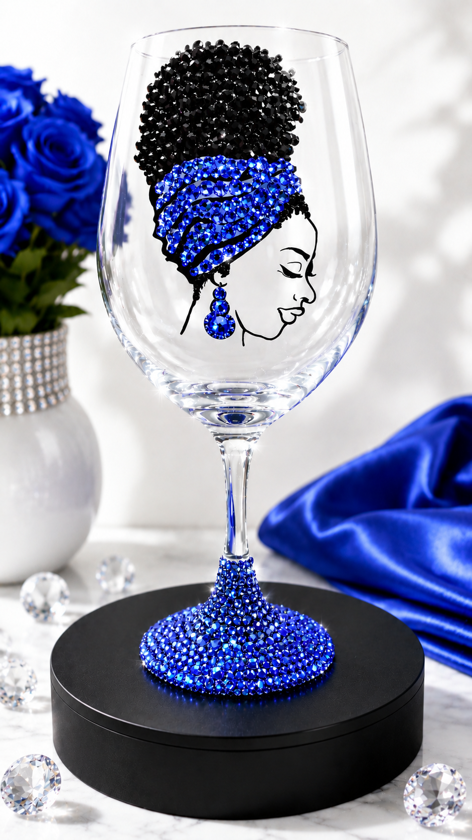 Handcrafted Beaded Wine Glass | Elegant Custom Glassware by Unique Dezigns