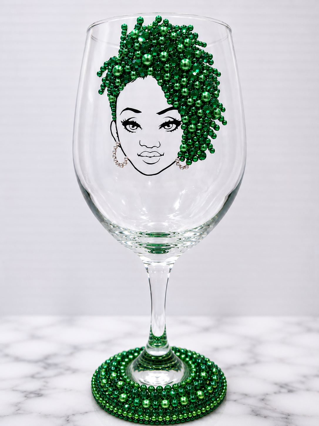 Handcrafted Beaded Wine Glass | Elegant Custom Glassware by Unique Dezigns