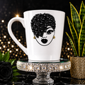Pink Bling Afro Queen Coffee Mug – Rhinestone Diva Mug – Glam Black Girl Coffee Cup – Unique Dezigns Gift for Her