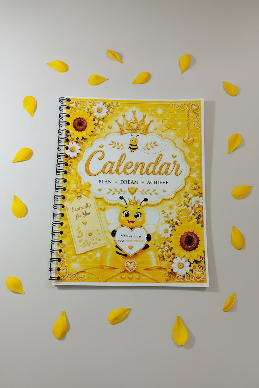 Yellow Bumble Bee planner| Printable Planner Pages | Undated Monthly Calendar | Birthday List | Contact Tracker | Shopping List | Notes | Personal Information | Digital Download