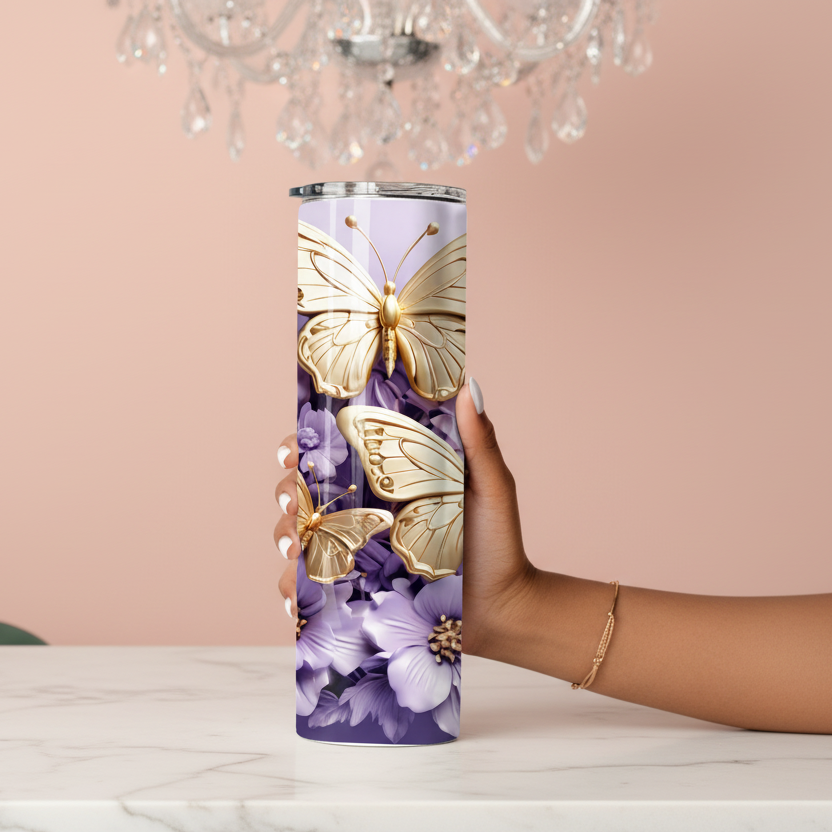 Purple Butterfly Tumbler