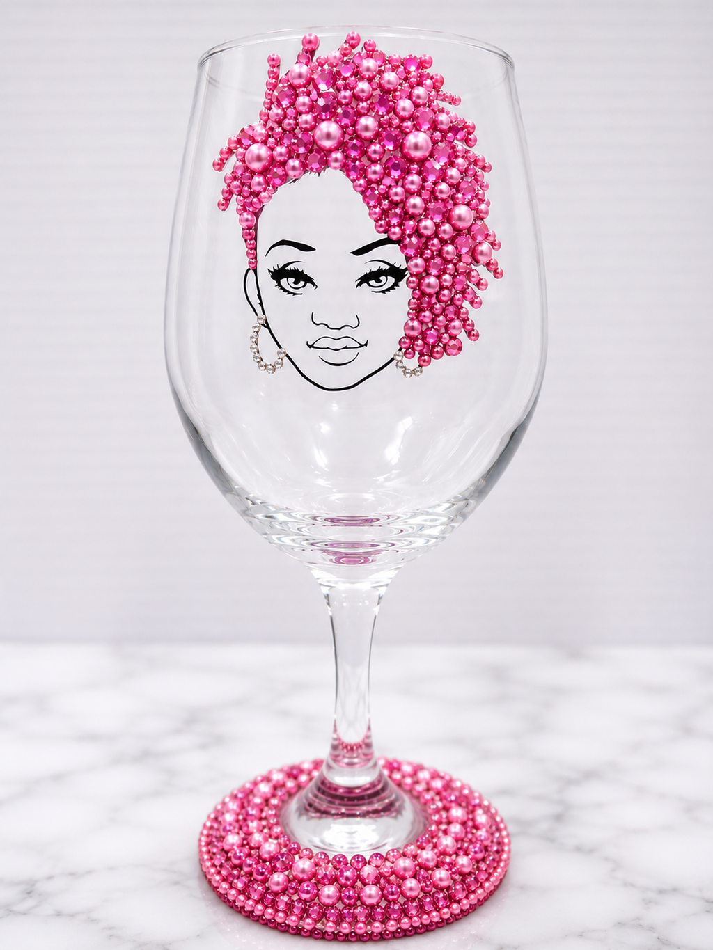 Handcrafted Beaded Wine Glass | Elegant Custom Glassware by Unique Dezigns