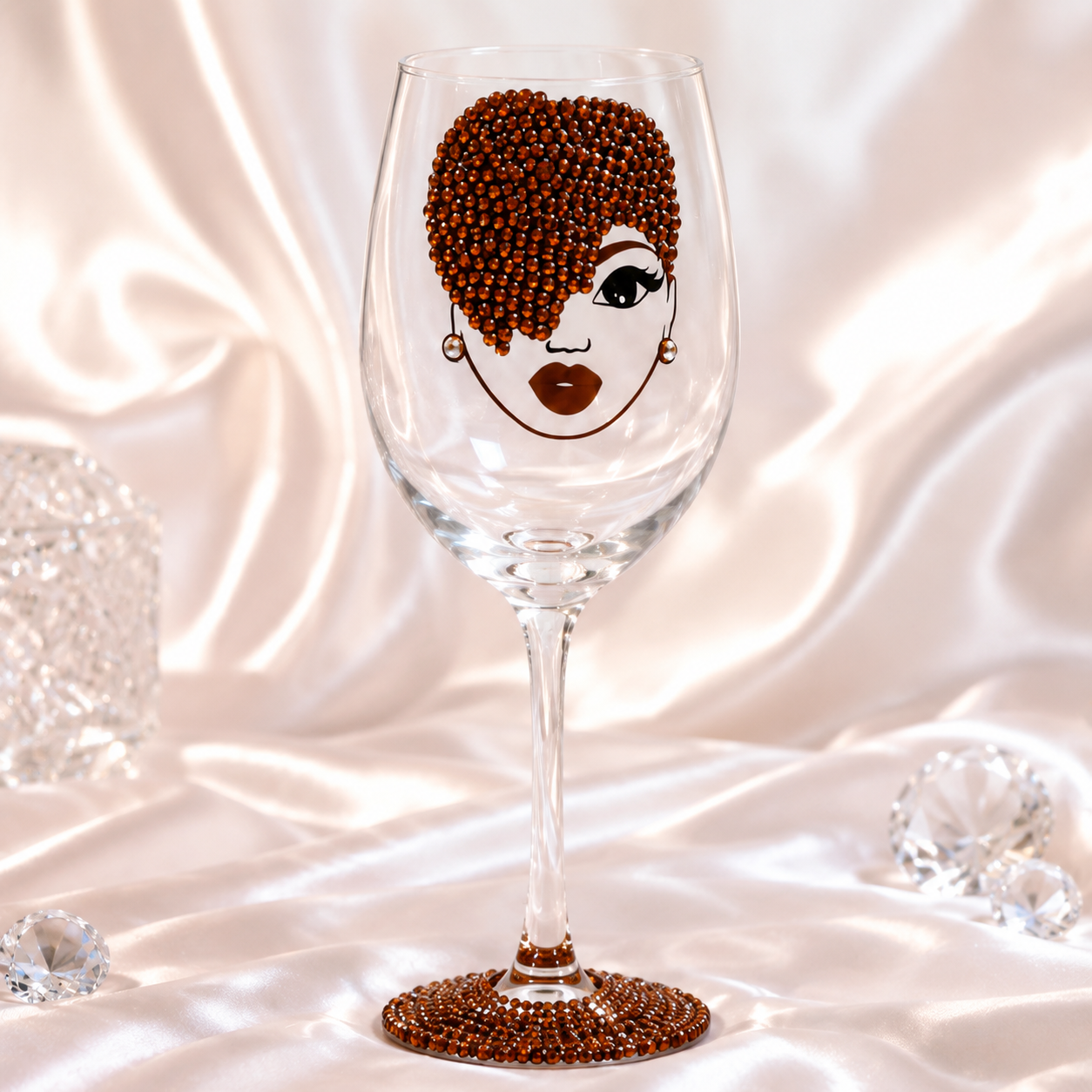 Rhinestone Royalty: Elegant Lady Bling Wine Glass