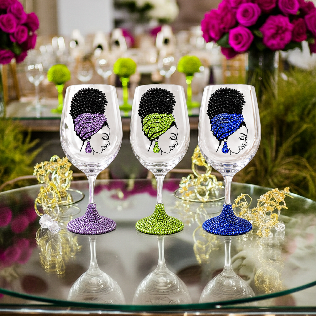 Handcrafted Beaded Wine Glass | Elegant Custom Glassware by Unique Dezigns