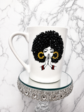 Rhinestone Prayer Queen Coffee Mug | Bling Afro Diva Mug | Inspirational Gift for Her