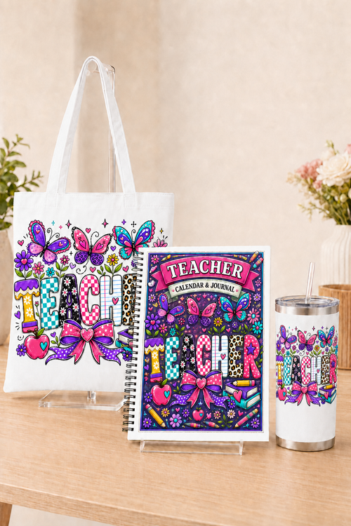 Butterfly Teacher Gift Bundle – Black Tote Bag, Calendar & Journal, and 20 oz Tumbler