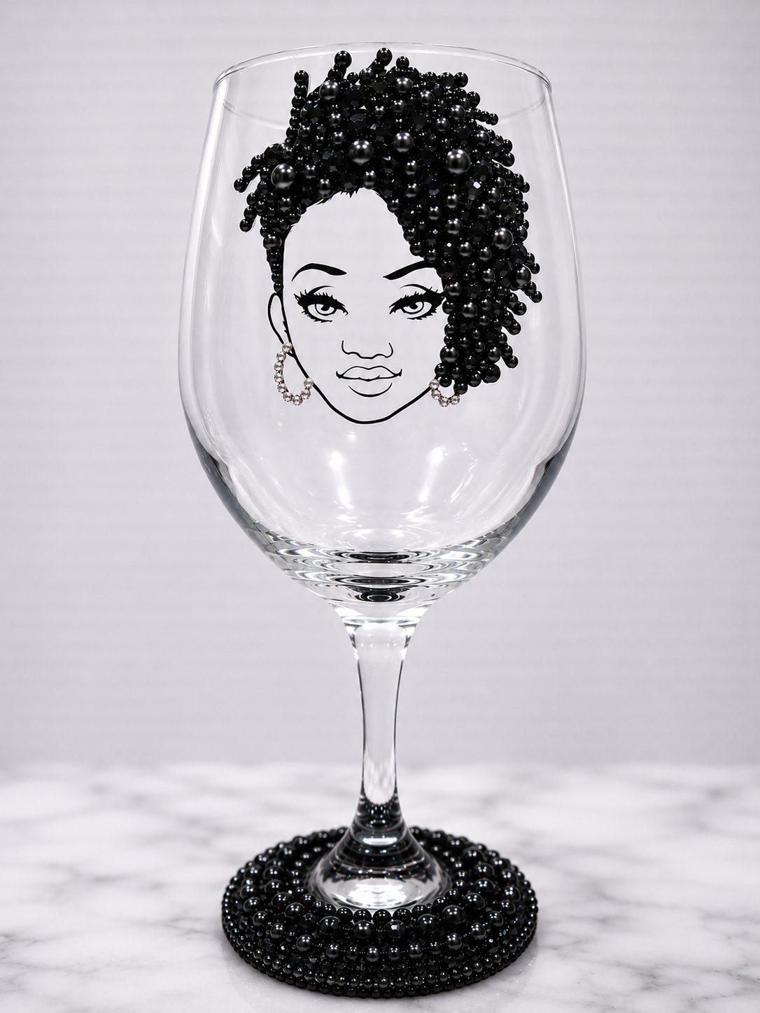 Handcrafted Beaded Wine Glass | Elegant Custom Glassware by Unique Dezigns