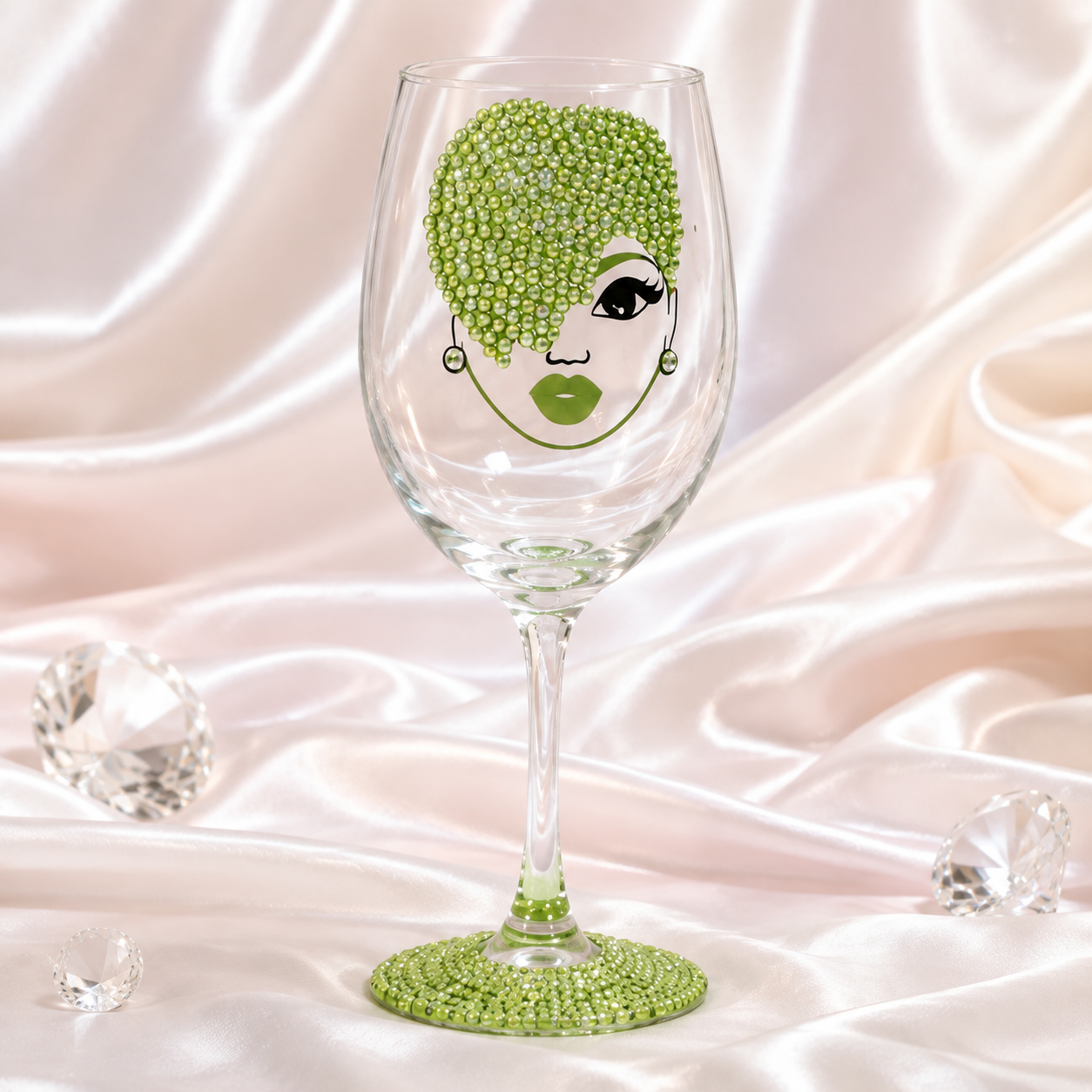 Rhinestone Royalty: Elegant Lady Bling Wine Glass