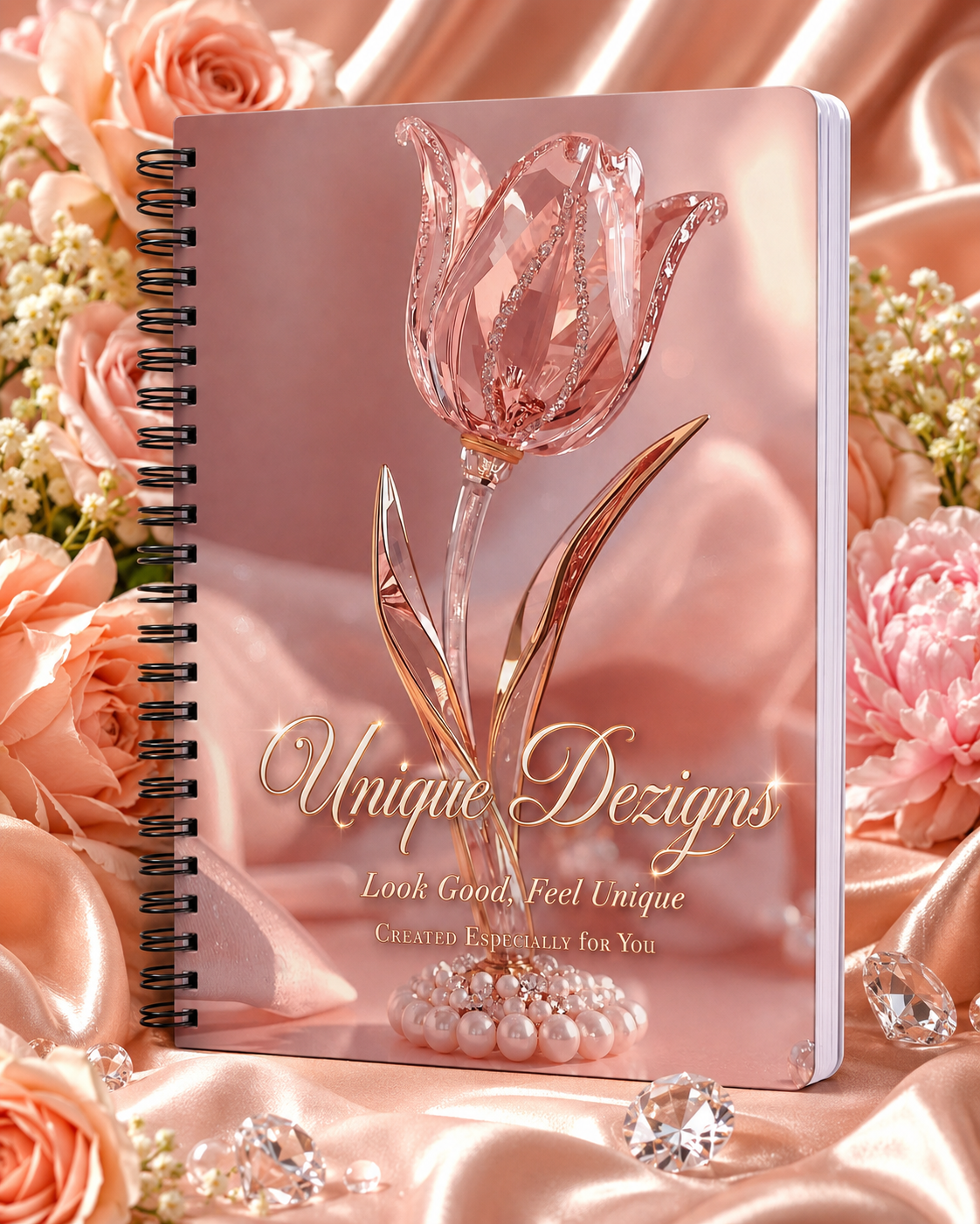 Unique Dezigns Crystal Rose Spiral Planner – Rose gold Luxury Organizer & Journal