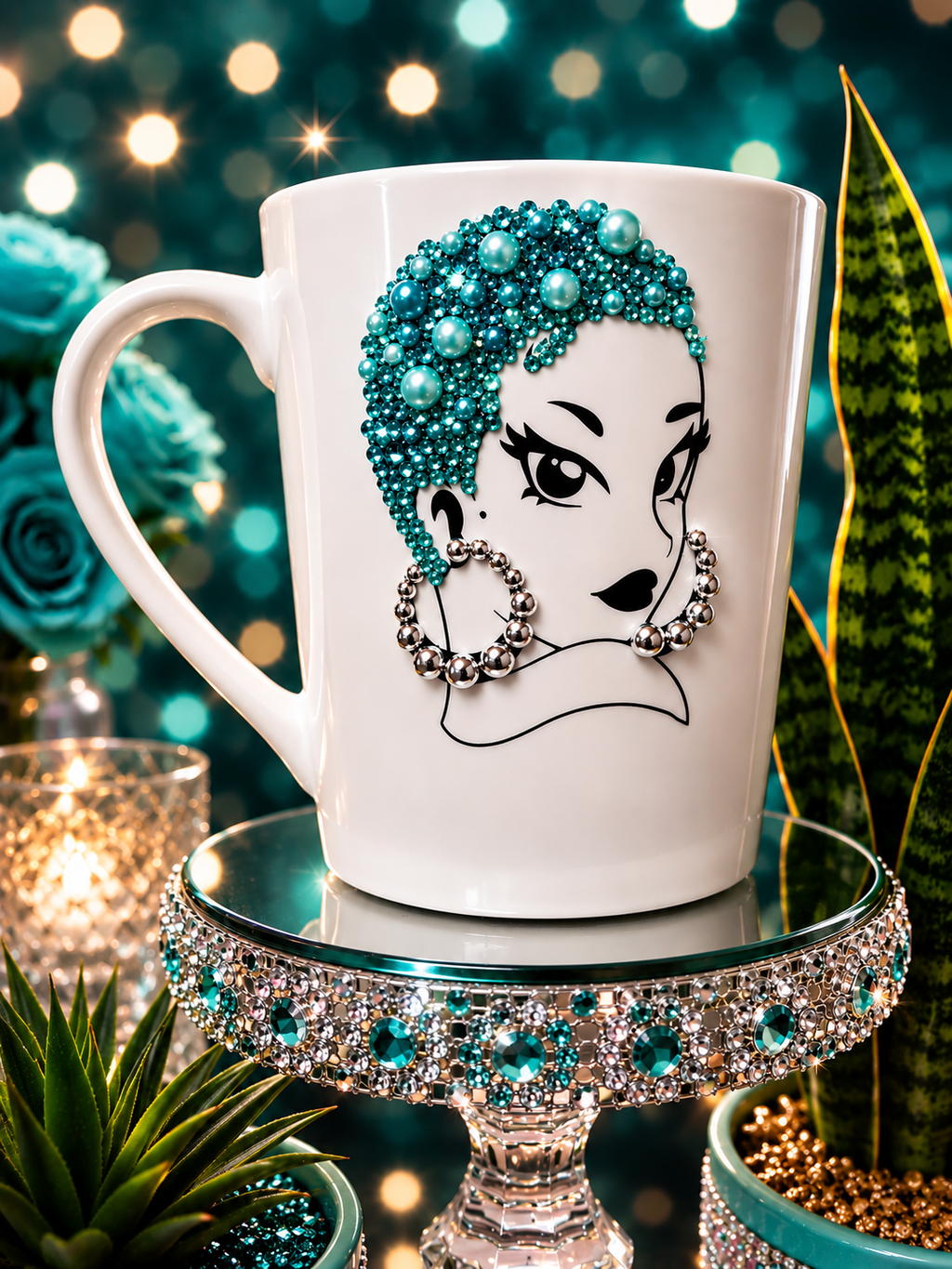 Purple Bling Diva Coffee Mug | Rhinestone Glam Mug | Fashion Queen Gift for Women