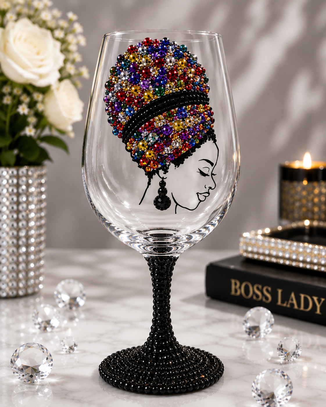 Handcrafted Beaded Wine Glass | Elegant Custom Glassware by Unique Dezigns
