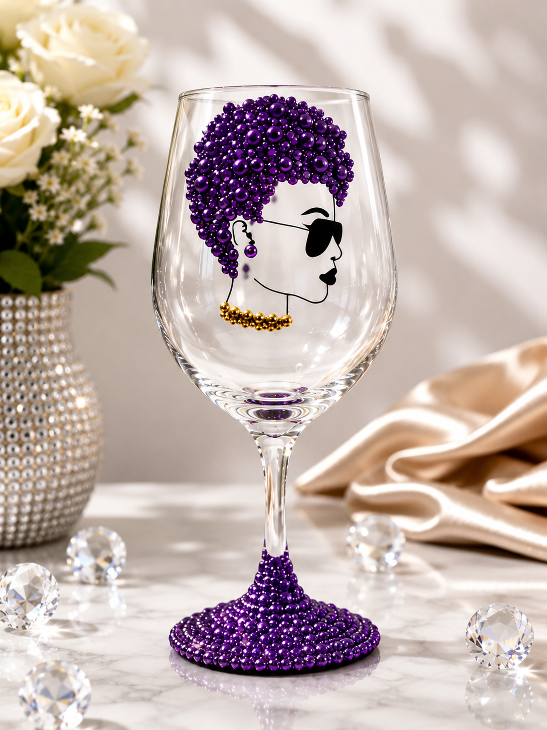 Embellished Bling Wine Glass for Celebrations