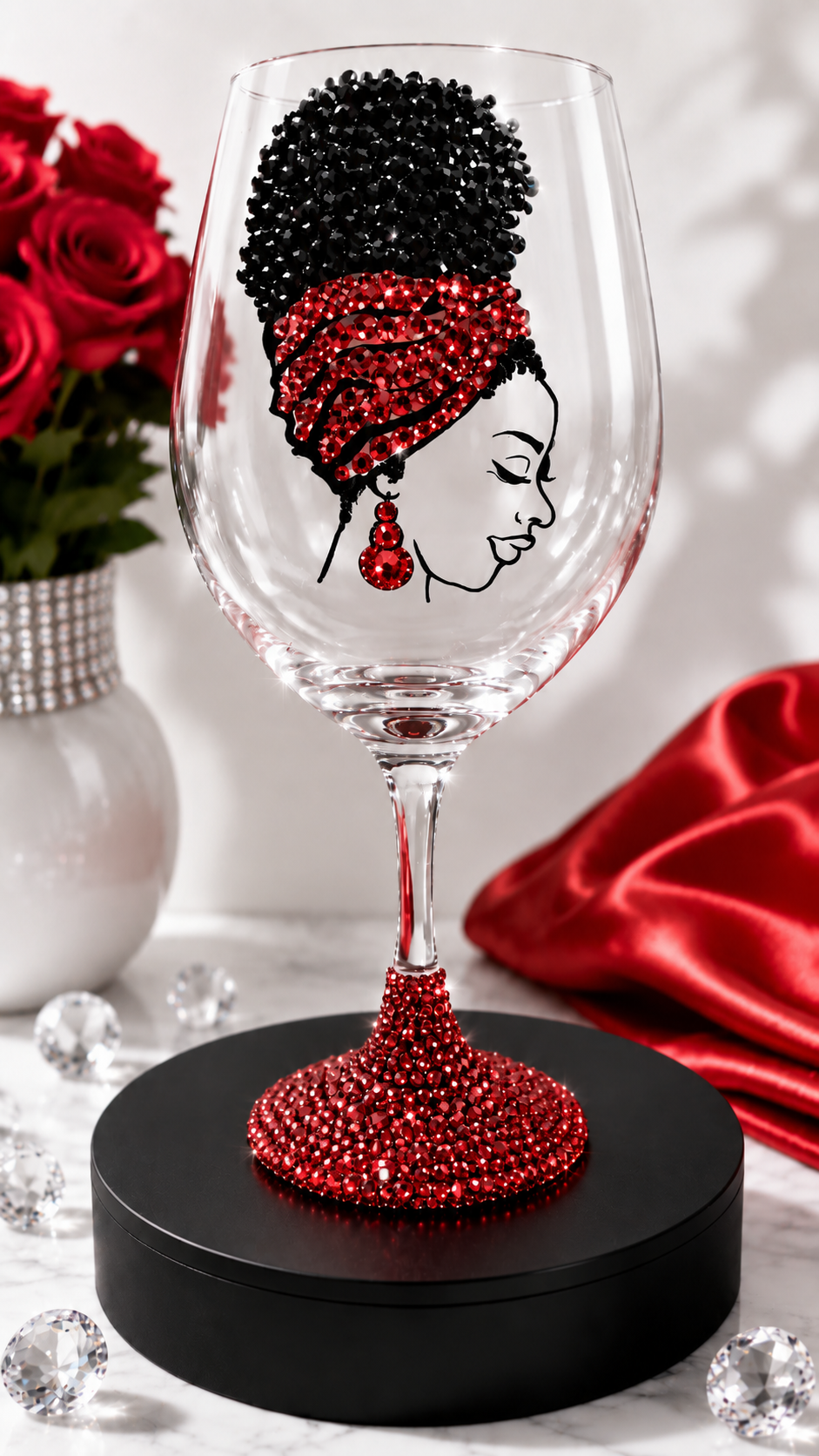 Handcrafted Beaded Wine Glass | Elegant Custom Glassware by Unique Dezigns