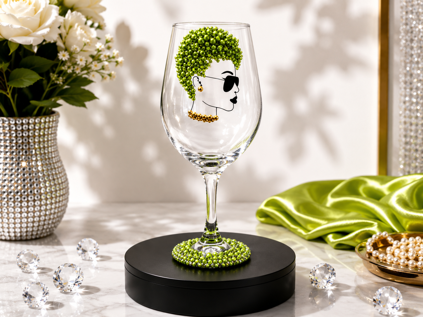 Embellished Bling Wine Glass for Celebrations