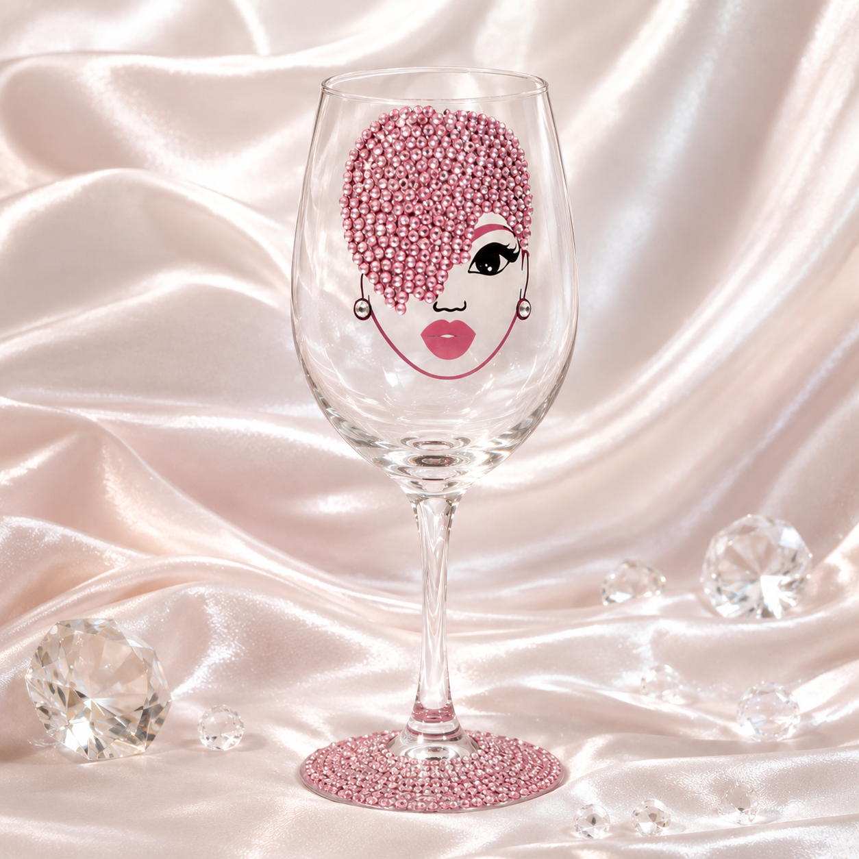 Rhinestone Royalty: Elegant Lady Bling Wine Glass